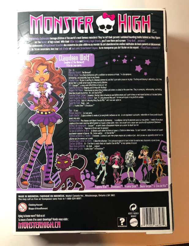 Monster High 2009 doll Clawdeen Wolf MIB $425 OBO in Arts & Collectibles in City of Toronto - Image 2