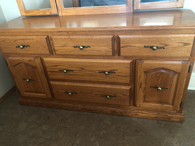 Solid oak dresser with mirror.  in Dressers & Wardrobes in Calgary - Image 2
