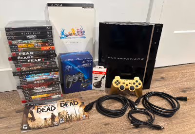 -80GB PS3 complete with gold DualShock3 controller- $220.00 -Original DualShock 3 controller chargin...