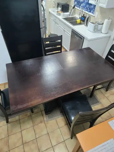 Dark Wood Dining Table with 4 Chairs, View more