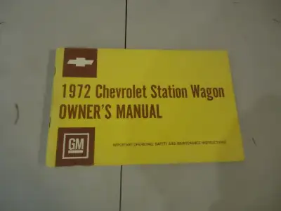 Original 1972 Chevrolet Station Wagon Owners Manual. Excellent clean Condition. See Pictures. Also h...
