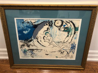 Marc Chagall Print "Paysage Bleu" + Huge Private Painting Sale