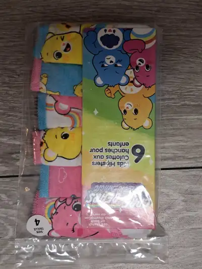 New Care Bears Girls 6pairs Hipsters Underwear; Size 4, 6 &8, View more