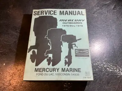 OEM 1975 thru 1978 Mercury Outboards Service Manual Part number C-90-75512 1975 Thru 1978 1,2 ,3,4 a...