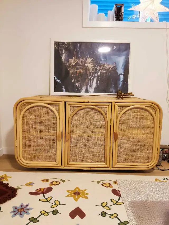 Rattan Wooden Sidboard Buffet Cabinet in Hutches & Display Cabinets in Edmonton - Image 2
