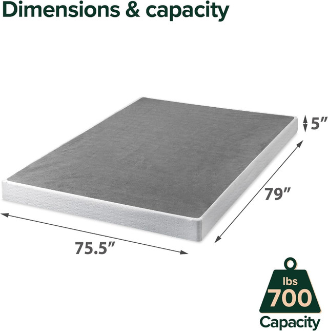 5 Inch Metal Smart Box Spring / Mattress Foundation / Strong Met in Beds & Mattresses in City of Toronto
