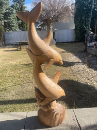 Large hand carved wood piece 