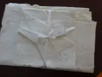 100% Linen Cutwork Embroidered Tablecloth & Napkins, Portugal