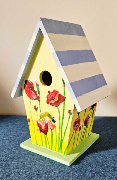 Colourful Hand Painted Wood Birdhouse, View more