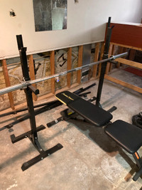 Olympic Barbell + Adjustable Stand