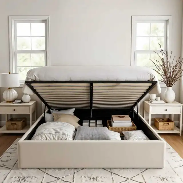 Queen storage bedframe  in Beds & Mattresses in Vancouver - Image 3