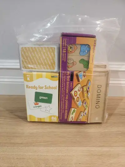 3 games of domino's, Animal cards, pre kindergarten flashcards colour's and shapes, , numbers puzzle...