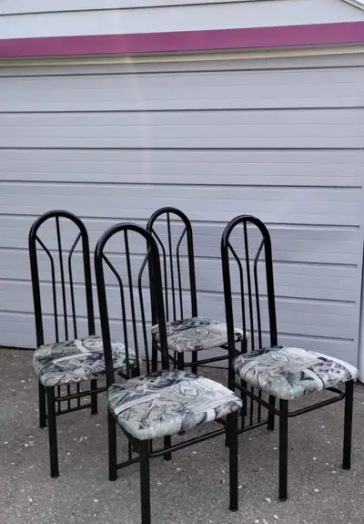 Set of Four Retro Hollywood Glam Black Lacquer Dining Chairs MCM, View more
