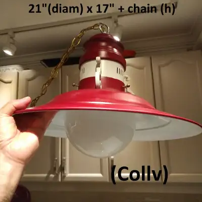 Light Fixture - Pendant, Red & White, Glass Ball, Retro, View more