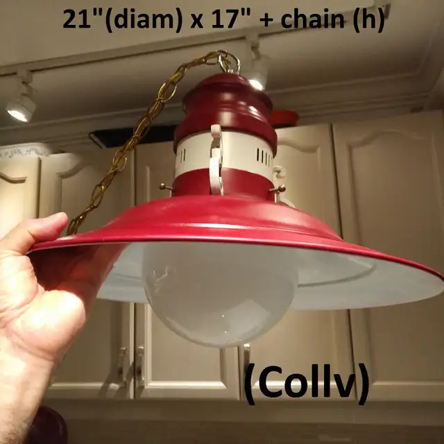 Light Fixture - Pendant, Red & White, Glass Ball, Retro in Indoor Lighting & Fans in Markham / York Region - Image 2