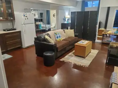 Studio fully furnished basement suite located in Westsyde with mountain views, private entrance, ope...
