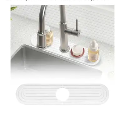 Brand New Beekfect 17.7" Stone Kitchen Sink Splash Guard. Instant Dry Diatomaceous Earth Faucet Mat...