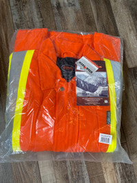 BRAND NEW* Hi-Viz Quilted Safety Jacket Orange X on Back MEDIUM