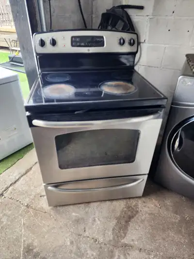 GE stove black stainless glass top oven electric, View more