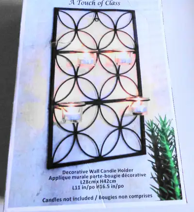 NEW ! DECORATIVE  METAL  WALL 4 CANDLE HOLDER, View more