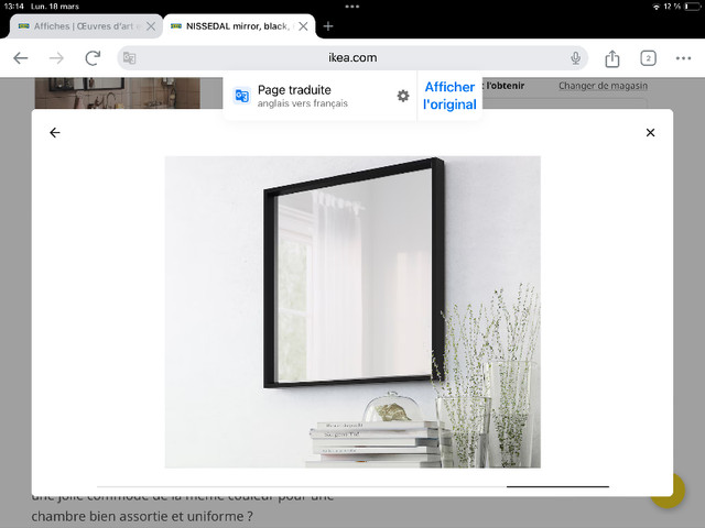 Miroir et tablette IKEA noirs comme neufs dans Décoration intérieure et accessoires  à Laval/Rive Nord