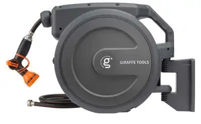 Giraffe Tools All-Weather Retractable Hose Reel 100ft, 1/2 inch Wall Mount Water Hose Reel with Slow...