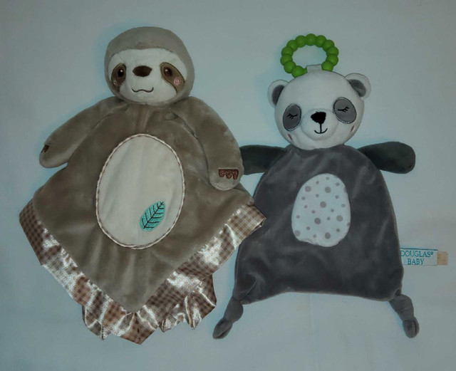 Douglas Baby Sloth & Panda Bear Teether Security Blanket Lovey in Toys & Games in Truro