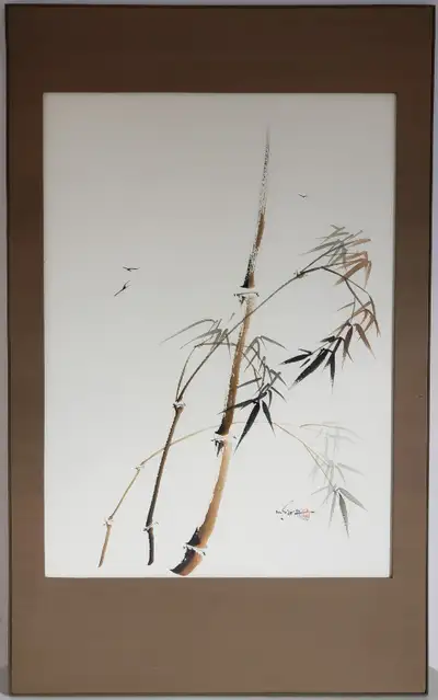 Set of three; painted ~1973; signed; professionally framed; excellent condition. . A: 26”x42” (inclu...