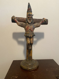 Art populaire jésus sur la croix en bois 