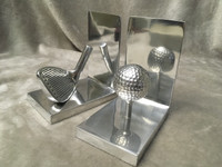 2 Vintage Classic GOLF THEMED BOOKENDS Balls Shoes Gloves Golf