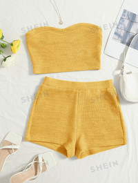 Yellow Knit Pajama Set 