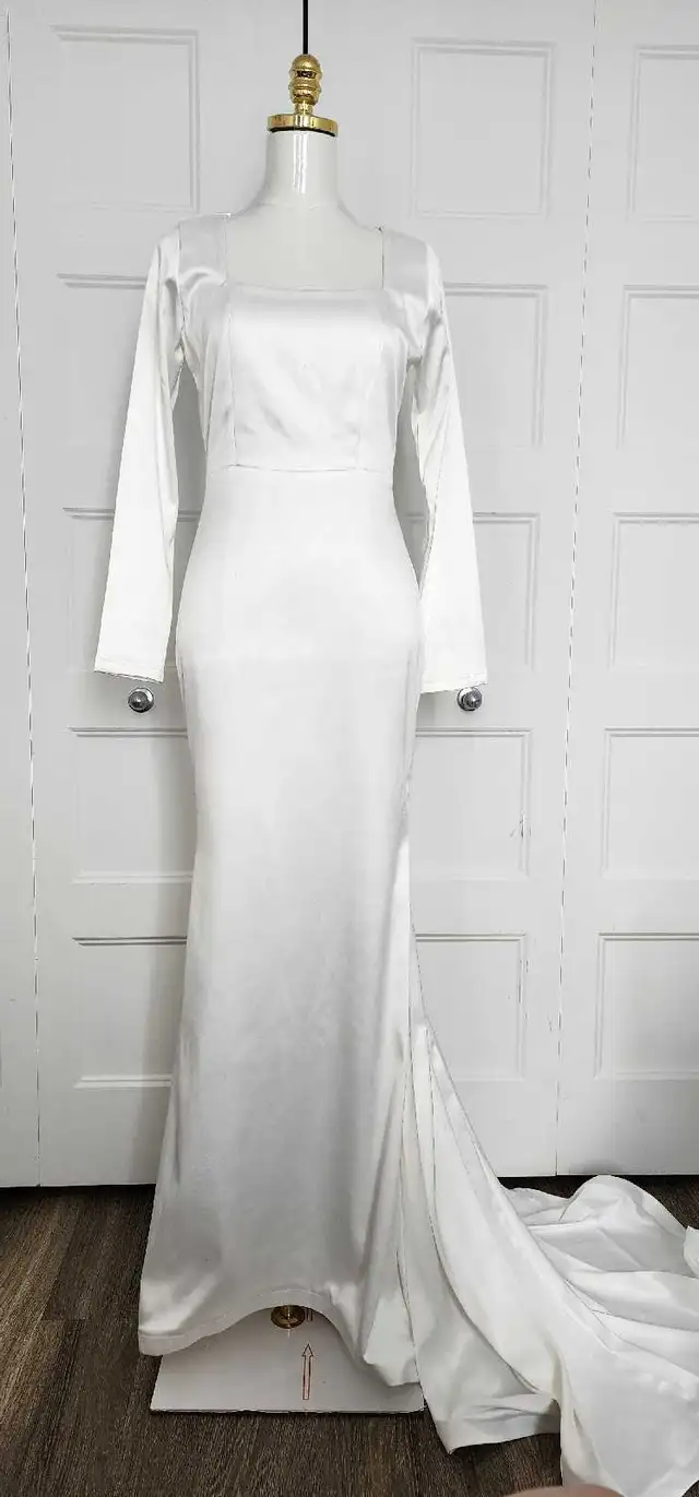 Robe de mariée blanche en satin + voile in Women's - Dresses & Skirts in Longueuil / South Shore - Image 11