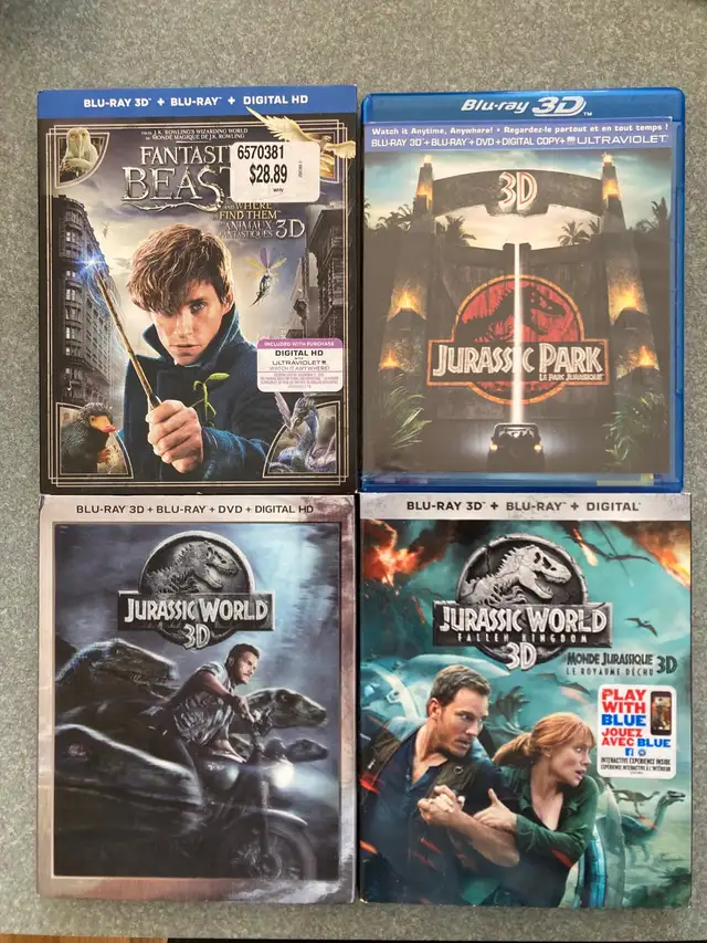 3D Blurays EUC Jurassic World Fallen Kingdom Park Fantastic Beas