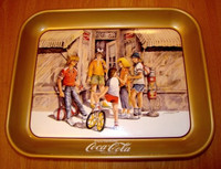 antique cabaret coca cola tray 84 des jeunes devant un depaneur