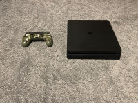 PS4 slim with controller and cords