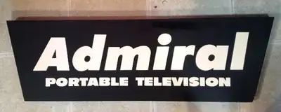 1970's Wood Admiral Portable Television Sign 38" x 12" Can be seen at DD Antiques 15 Gray Ave. Long...