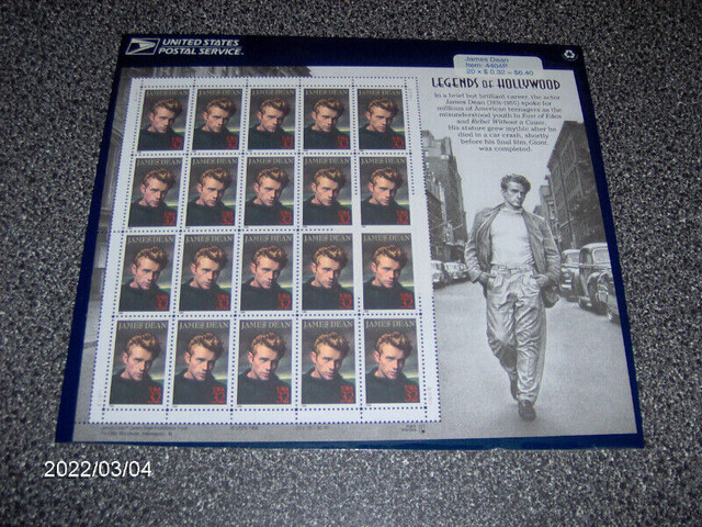 Hollywood Stamp Sheets, Movie Monsters, James  Dean, Bogart in Arts & Collectibles in Markham / York Region