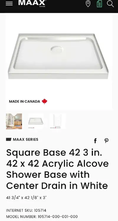 Shower Base 42x42, View more