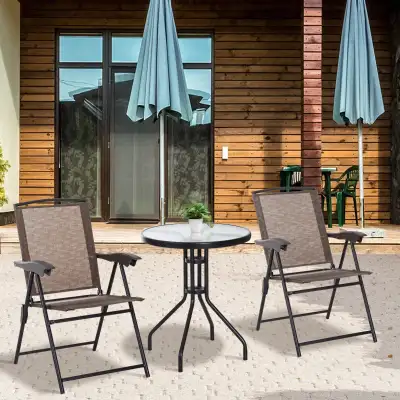 Folding Outdoor Bistro Set, Patio Table and Chairs with Reclinin, View more