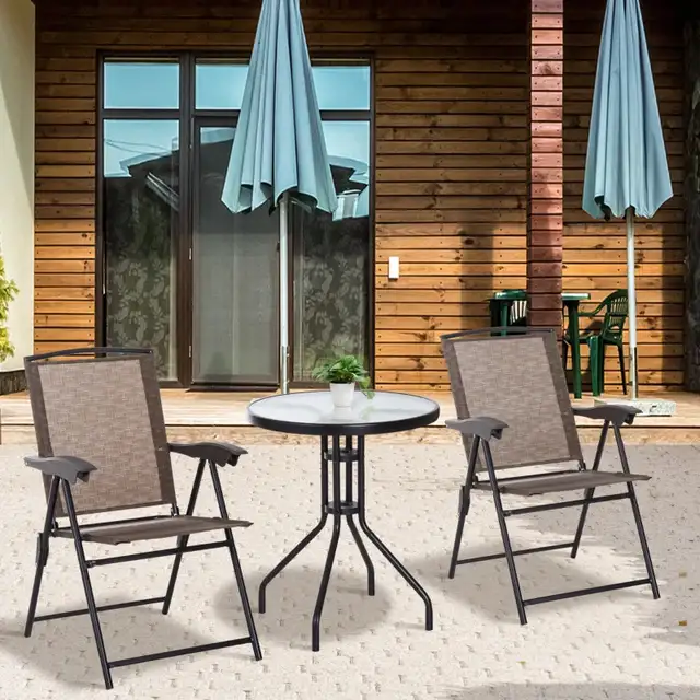 Folding Outdoor Bistro Set, Patio Table and Chairs with Reclinin in Patio & Garden Furniture in Markham / York Region - Image 2