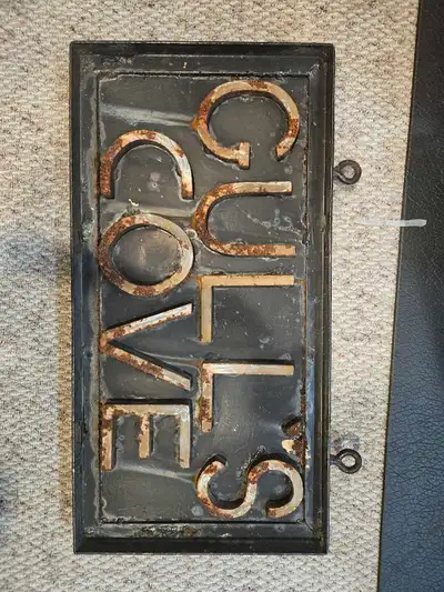 Antique  cast iron hanging sign, View more