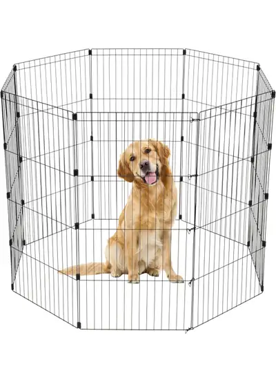 IRIS USA Metal Exercise Pet Playpen, Small Medium Large Dog Secu, View more