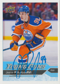 JESSE PULJUJARVI EDMONTON OILERS SIGNED UD OVERSIZE YOUNG GUNS