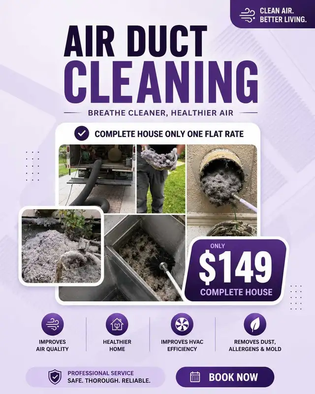 Complete House Air Duct Cleaning - $149