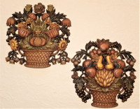 MCM Syroco 3D Bountiful Floral Basket Wall Art Décor Plaques!
