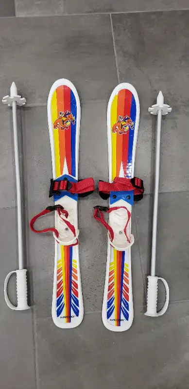 Kids skis, use with regular snow boots., View more