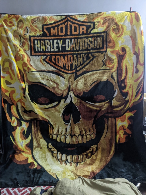 Harley Davidson fleece blanket. Arts & Collectibles Calgary Kijiji