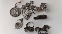 7 Vintage Assorted Miniature Pewter Figurines 2"-5"