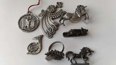 7 Vintage Assorted Pewter Miniature Figurines by (Seagull Pewter 1983, Partha Pewter1988, Joy Gifts...