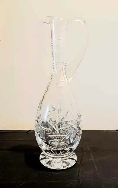 Pinwheel Mid Century Belgian Brilliant Cut Crystal Pitcher, View more